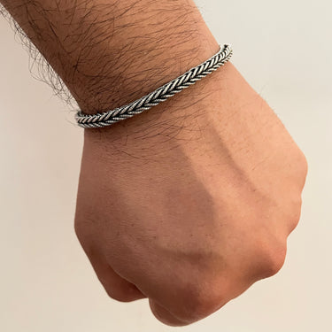 Pulsera Trenzada Espiga en Plata 950 – Estilo Minimalista Masculino